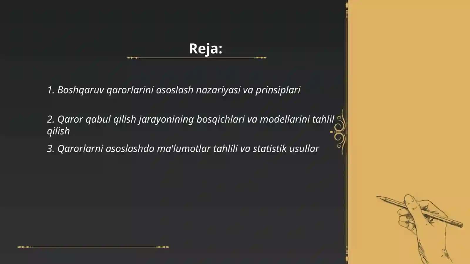 Boshqaruv qarorlarini bajarishni asoslash, qabul qilish va tashkil etish jarayonining tahlili 2