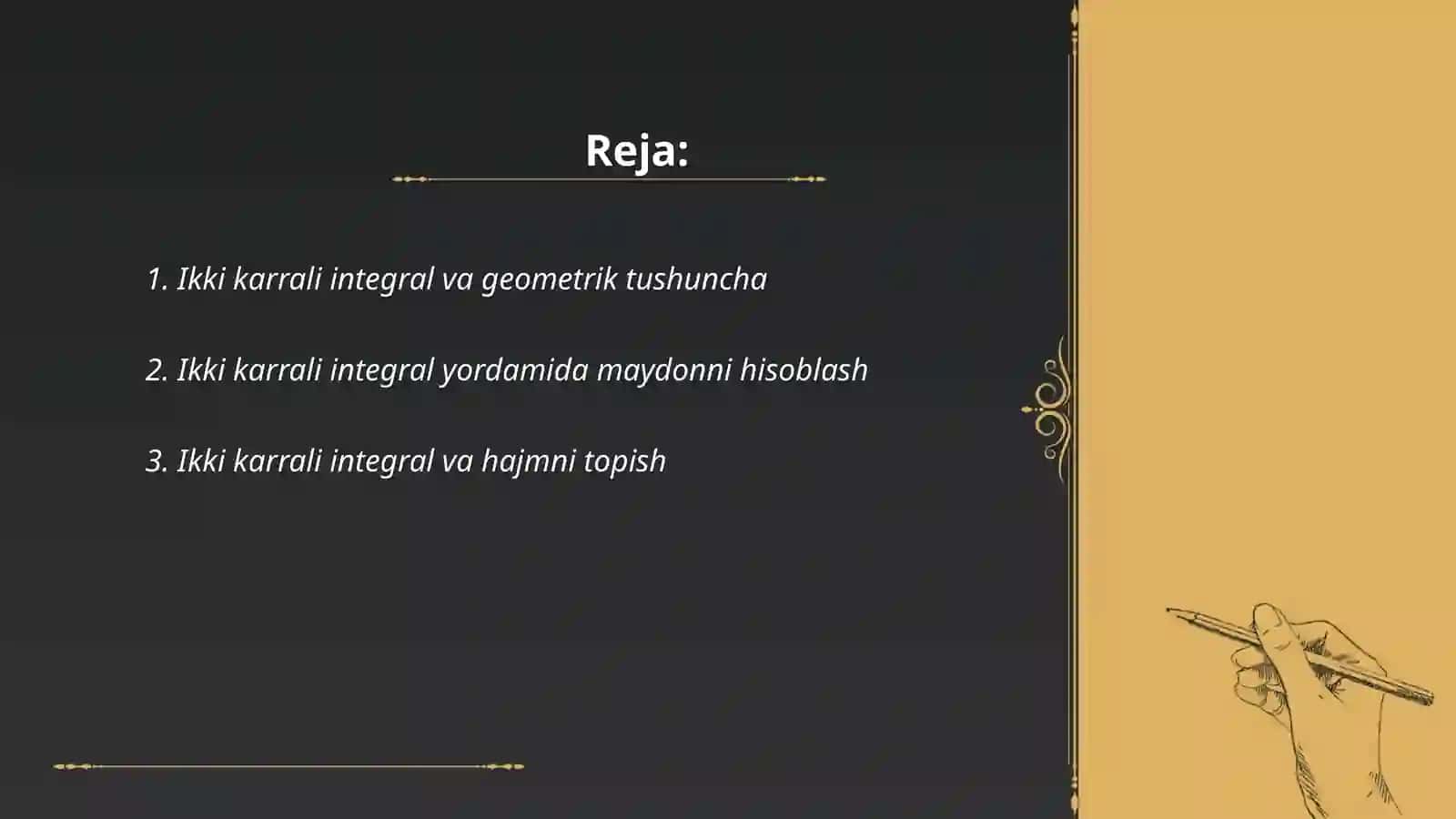 Ikki karrali integralning tadbiqlari 2