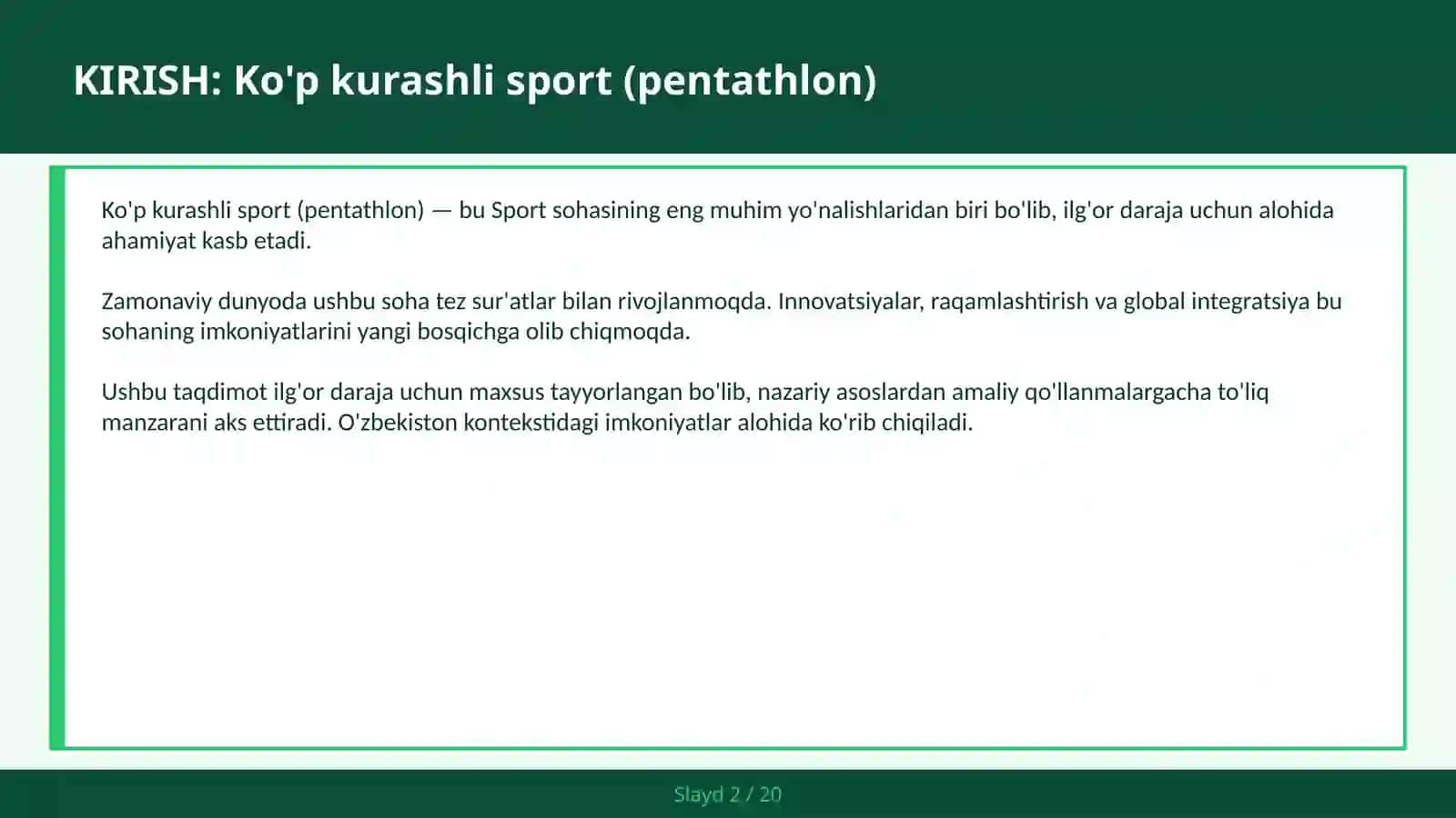Ko'p kurashli sport (pentathlon) 2