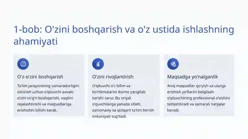 O'qituvchining o'z ustida ishlashi: Kasbiy o'sish va ta'lim sifatini oshirish yo'li 2