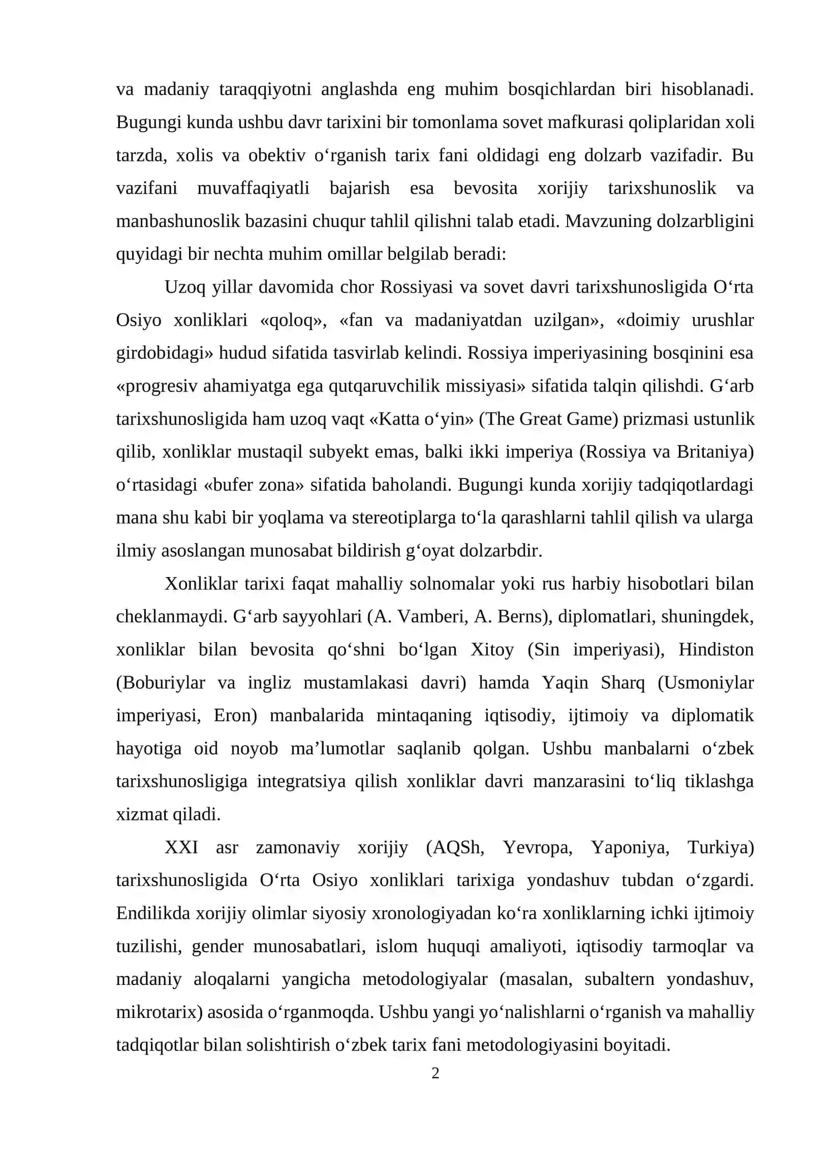 GʻARB, SHARQIY YEVROPA VA ROSSIYA TARIXSHUNOSLIGIDA OʻRTA OSIYO XONLIKLARI TARIXI 2