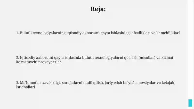 Iqtisodiy axborotlarni qayta ishlash jarayonida bulutli texnologiyalardan foydalanish 2