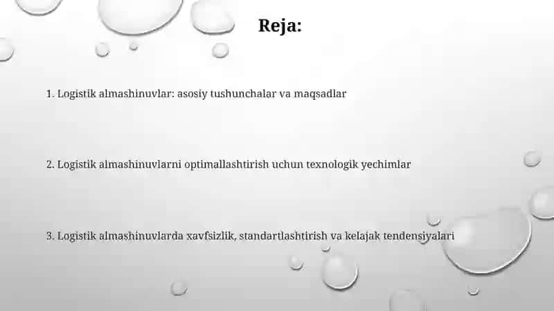 Logistik almashinuvlari 2