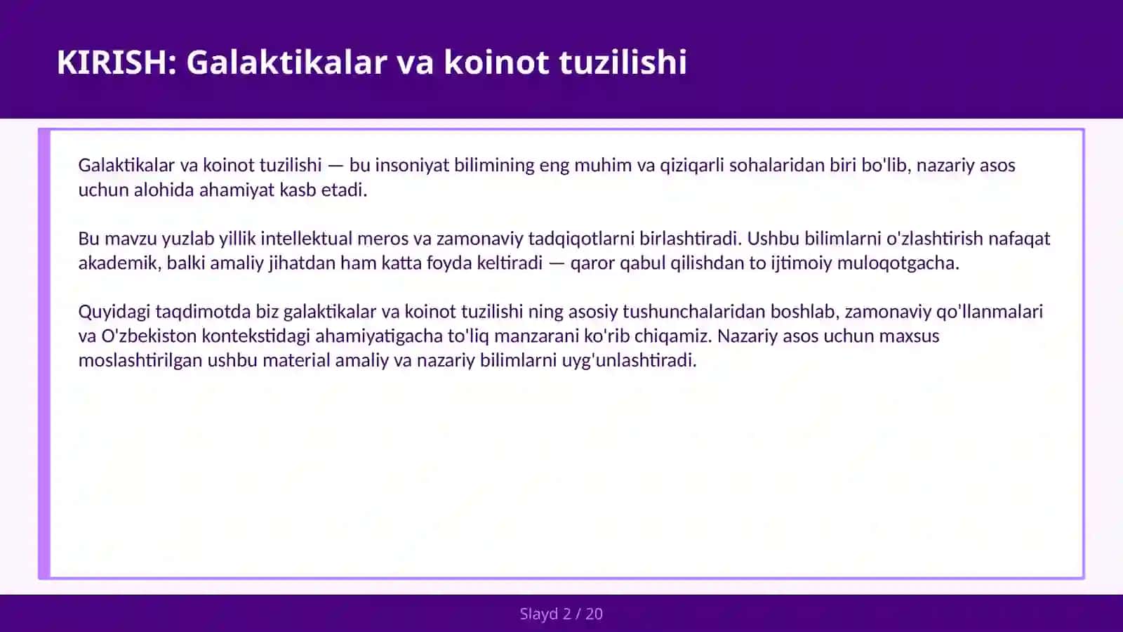Galaktikalar va koinot tuzilishi 2