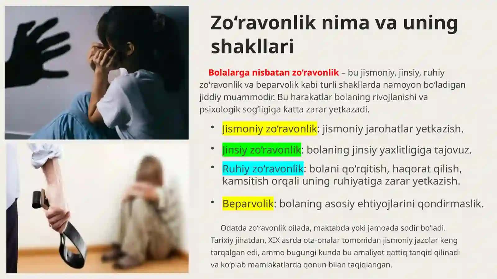 Bolalarganisbatan zo‘ravonlikning psixologik sabablarivaoqibatlari 2