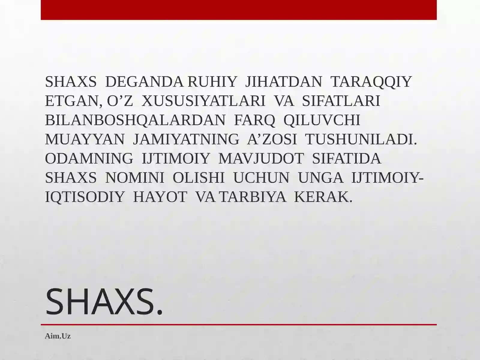 Shaxs rivojlanishi 2