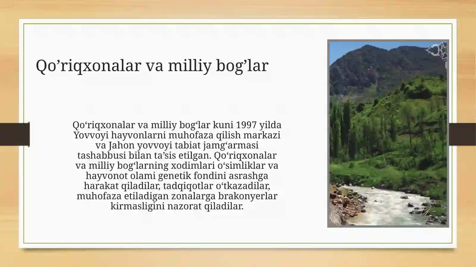 Dusmatova Durdonaning Ekologik barqarorlik fanidan taqdimoti 2
