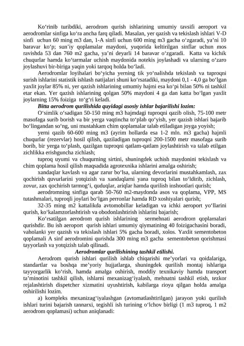 Aerodromlarni qurishni tashkil etish asoslari 2