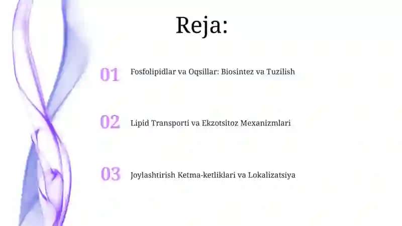 Fosfolipidlar va Oqsillar: Biosintez va Tuzilish 2