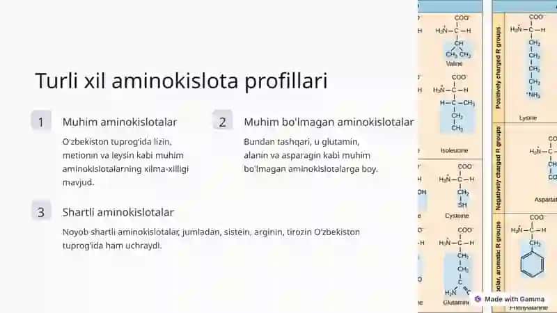 O'zbekiston tuprog'idagi erkin aminokislotalar 2