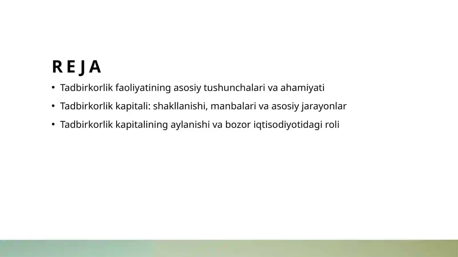 Tadbirkorlik faoliyati.Tadbirkorlik kapitali va uning aylanishi 2