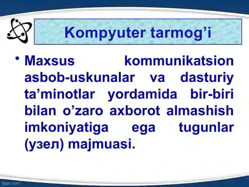 Kompyuter tarmoqlari evolyutsiyasi. Tarmoqlar haqida asosiy tushunchalar. Tarmoqlarning tasnifi. 2