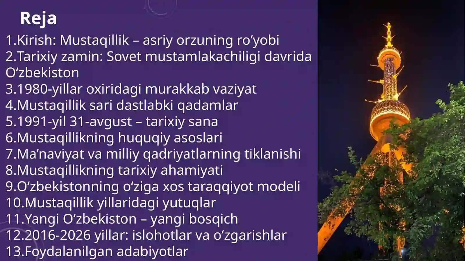 Mustaqil O‘zbekiston Respublikasi tashkil topishining tarixiy ahamiyati, O‘zbekistonning o‘ziga xos istiqlol va taraqqiyot yo‘li 2
