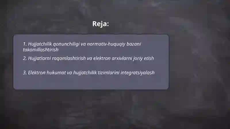 O'zbekiston Respublikasida hujjatchilikning takomillashuvi 2
