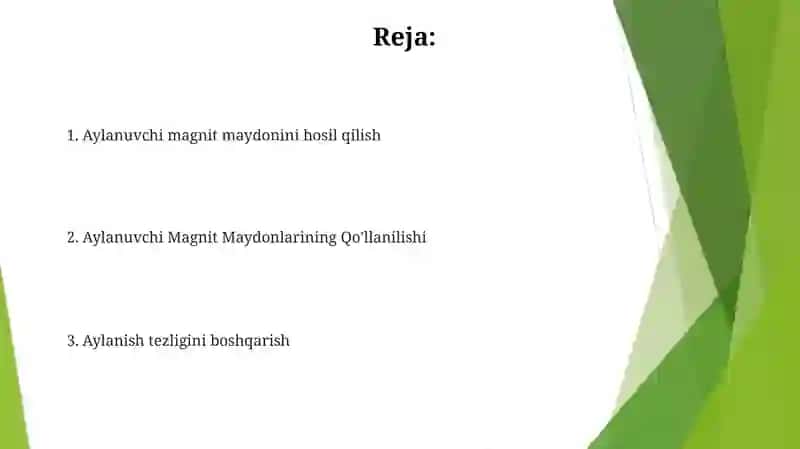 Aylanuvchi magnit maydon hosil qilish va uning aylanish tezligi 2