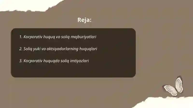 Korporativ huquq va soliq huquq bilan boĝliqligi 2