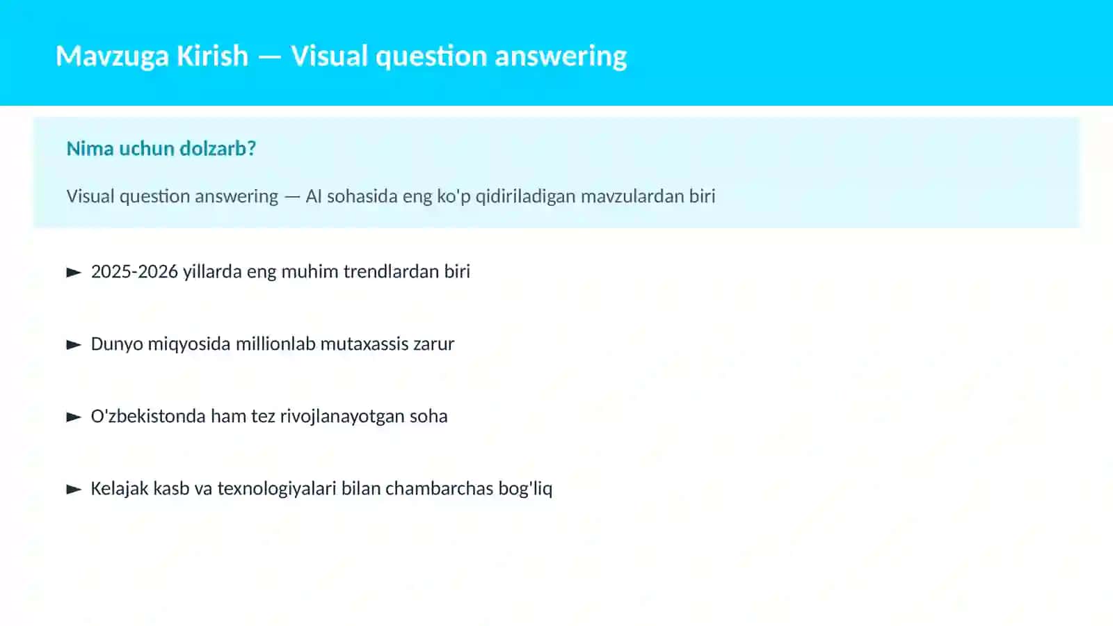 Visual question answering 2