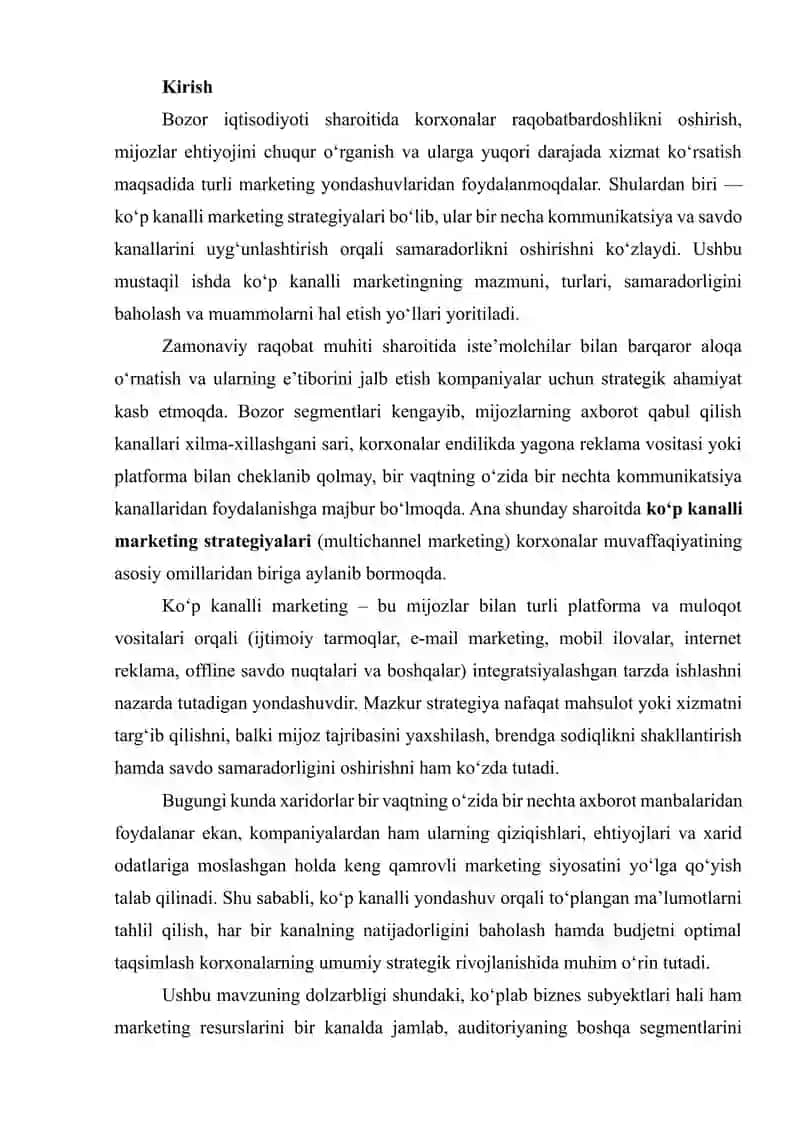 KOʻP KANALLI MARKETING STRATEGIYALARI VA ULARNING SAMARADORLIGINI TAHLIL QILISH 2
