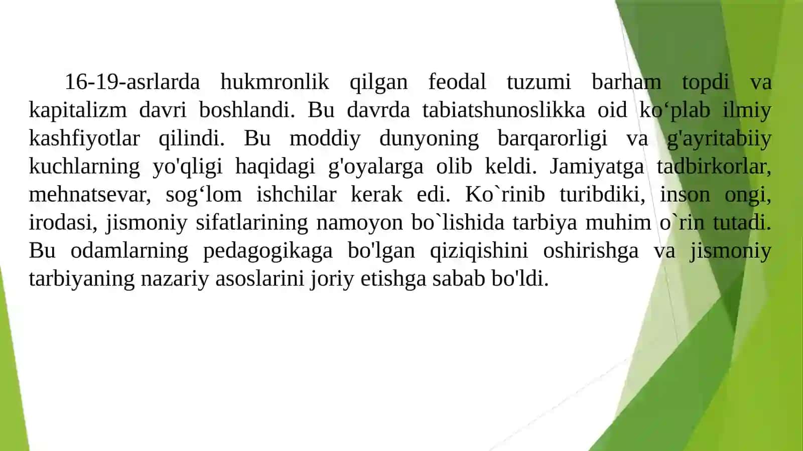 Yangi davrda jismoniy tarbiya va sport (XVIII - XIX asrlar) 2