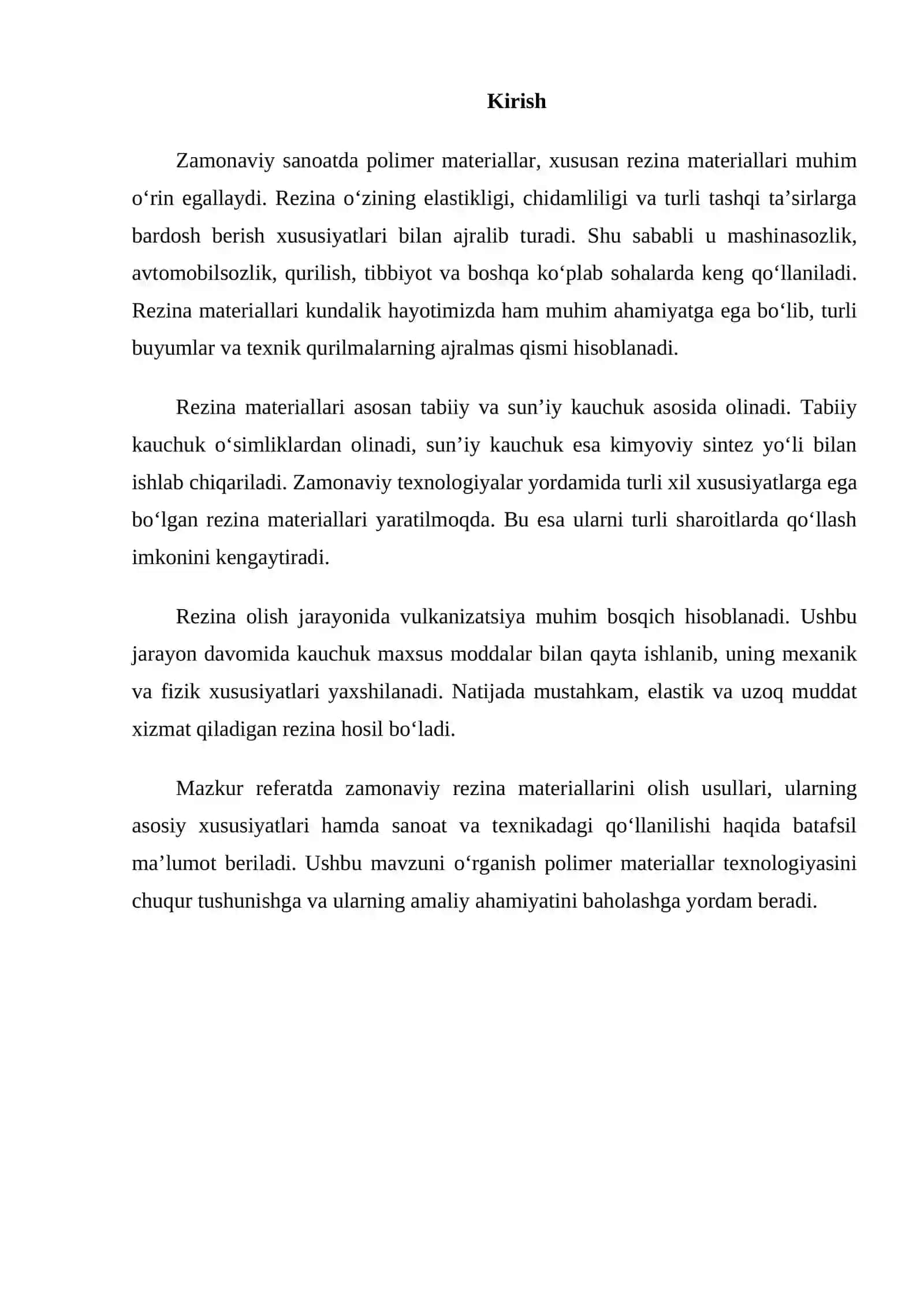 Zamonaviy rezina materiallarini olish usullari va ularning xususiyatlari 2