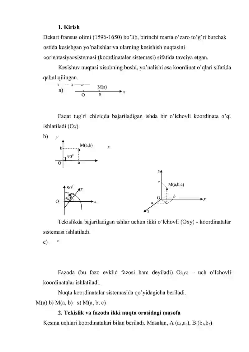 Tekislikda analatik geometriya va uning sodda masalalari 2