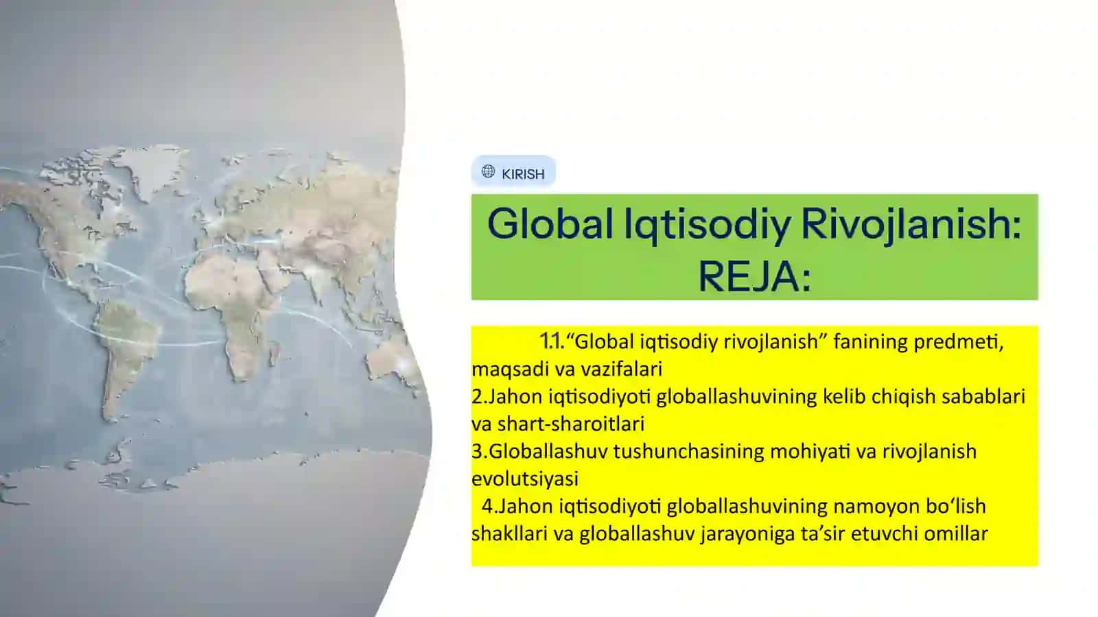 Global Iqtisodiy Rivojlanish: Faniga Kirish 2
