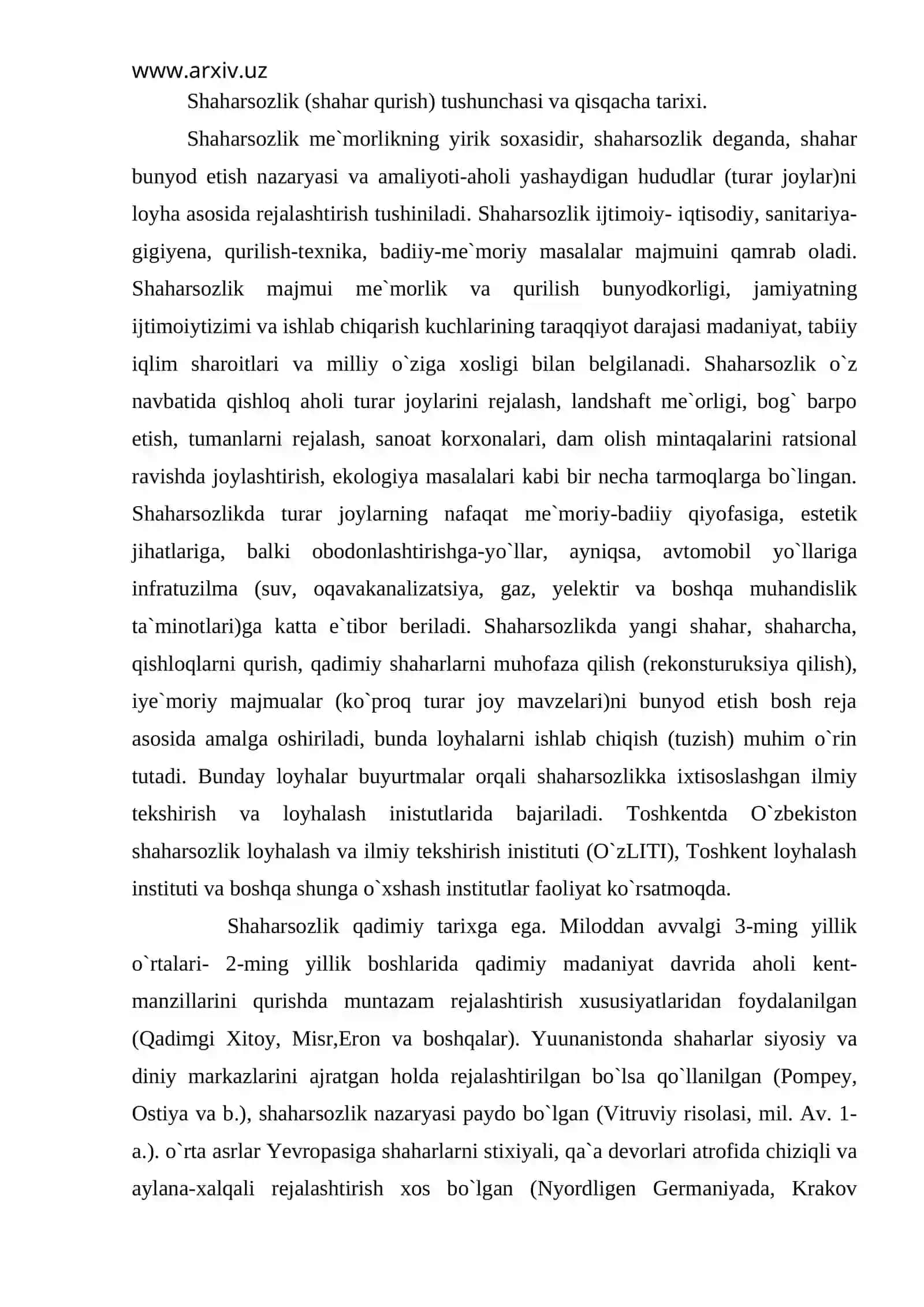 Amir Temur davrida O`rta Osiyoda shaharsozlikning rivojlanishi 2