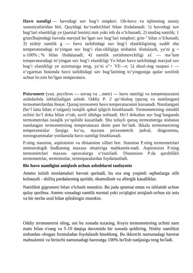 AVGUST VA ASSMAN PSIXOMETRLARIDA NAMLIKNI ANIQLASH 2