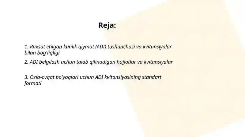 Oziq-ovqat bo'yoqlarining kvitansiyalari 2