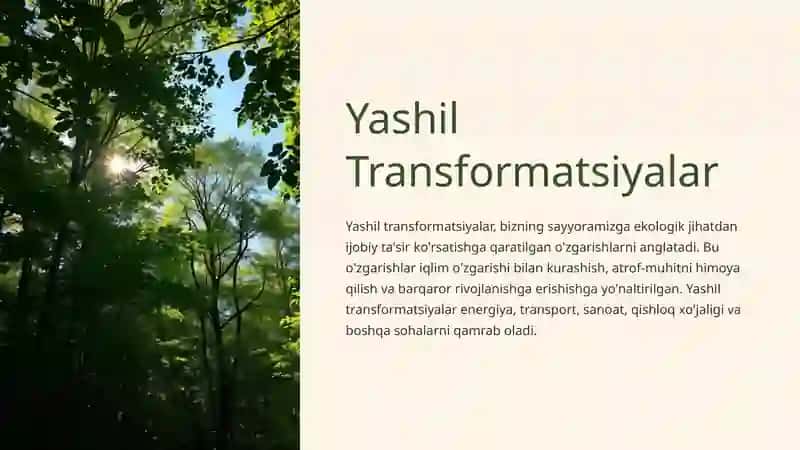 Yashil iqtisodiyot va yashil transformatsiyalar 2