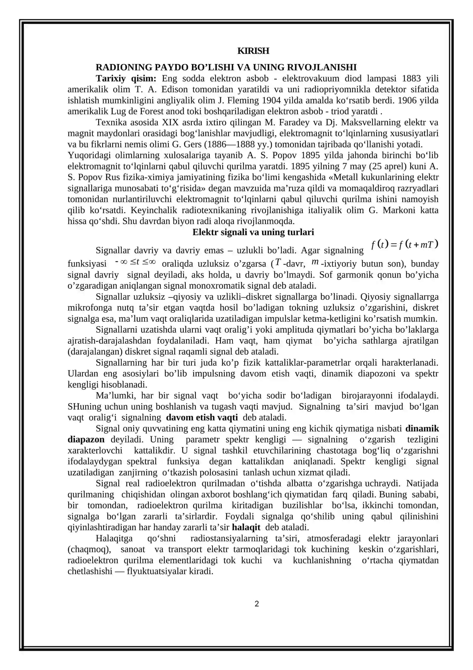 Radio uzatuvchi qurilmalar. Radio qabul qiluvchi qurilmalar 2