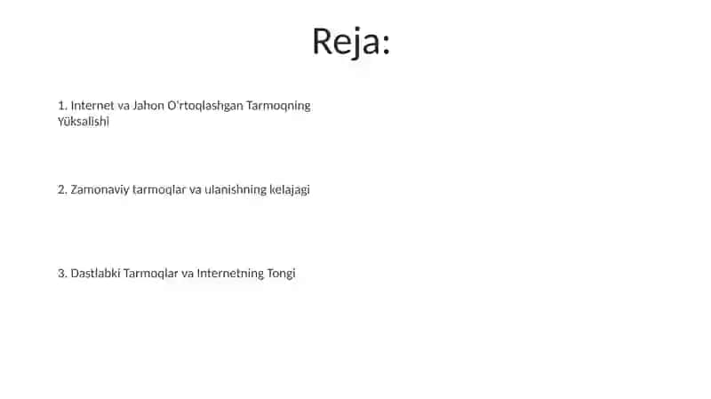 Internet va Jahon O'rtoqlashgan Tarmoqning Yüksalishi 2