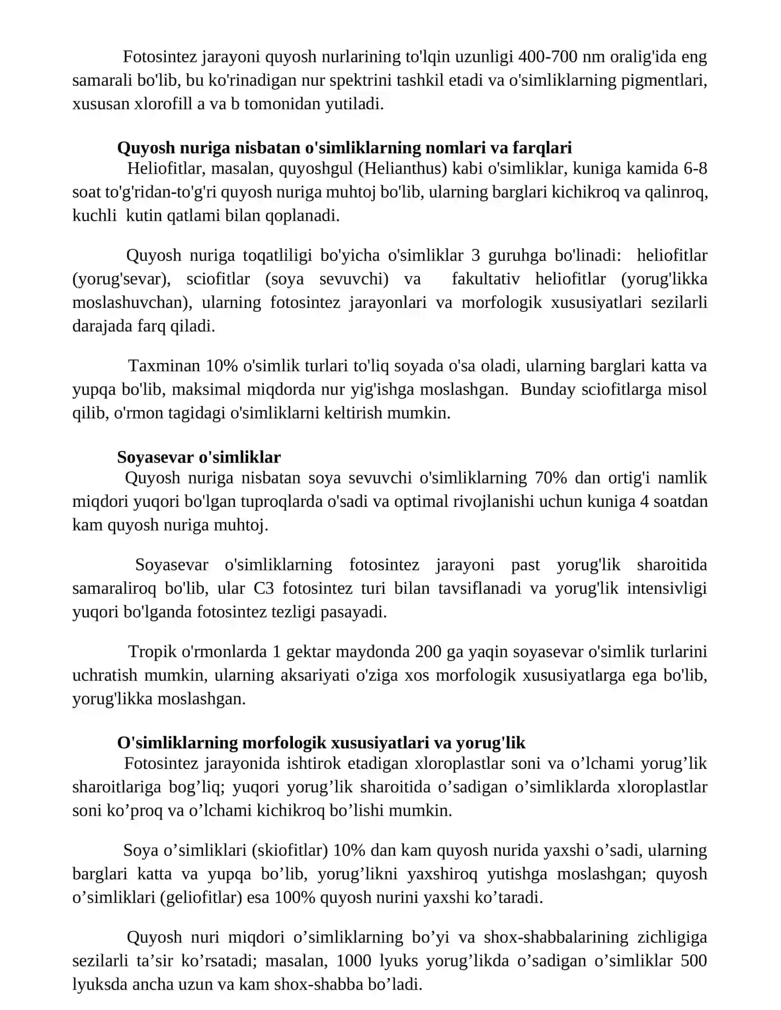O'simliklarning geografiyasi va quyosh nuri 2