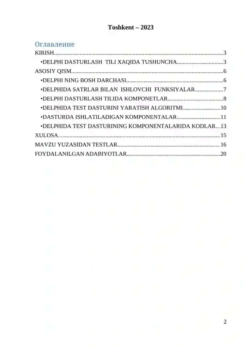 Delphi dasturlash tilida sodda masalalarni dasturlash 2