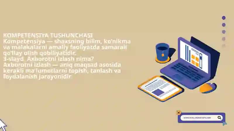 Axborotlarni izlash va elektron vositalarda yigʻish kompetensiyasi 2