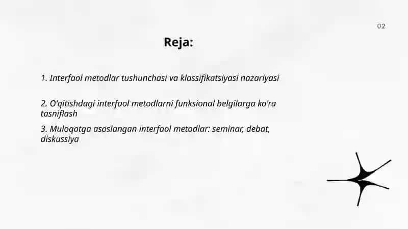 Oʻqitishda interfaol metodlar klassifikatsiyasi 2