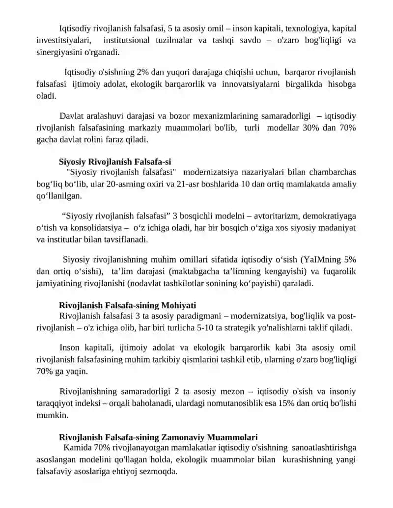 Rivojlanish falsafasi 2
