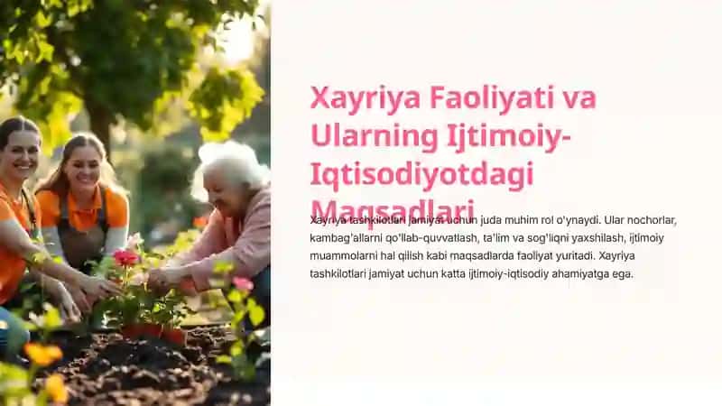 Xayriya Faoliyati va Ularning Ijtimoiy-Iqtisodiyotdagi Maqsadlari 2