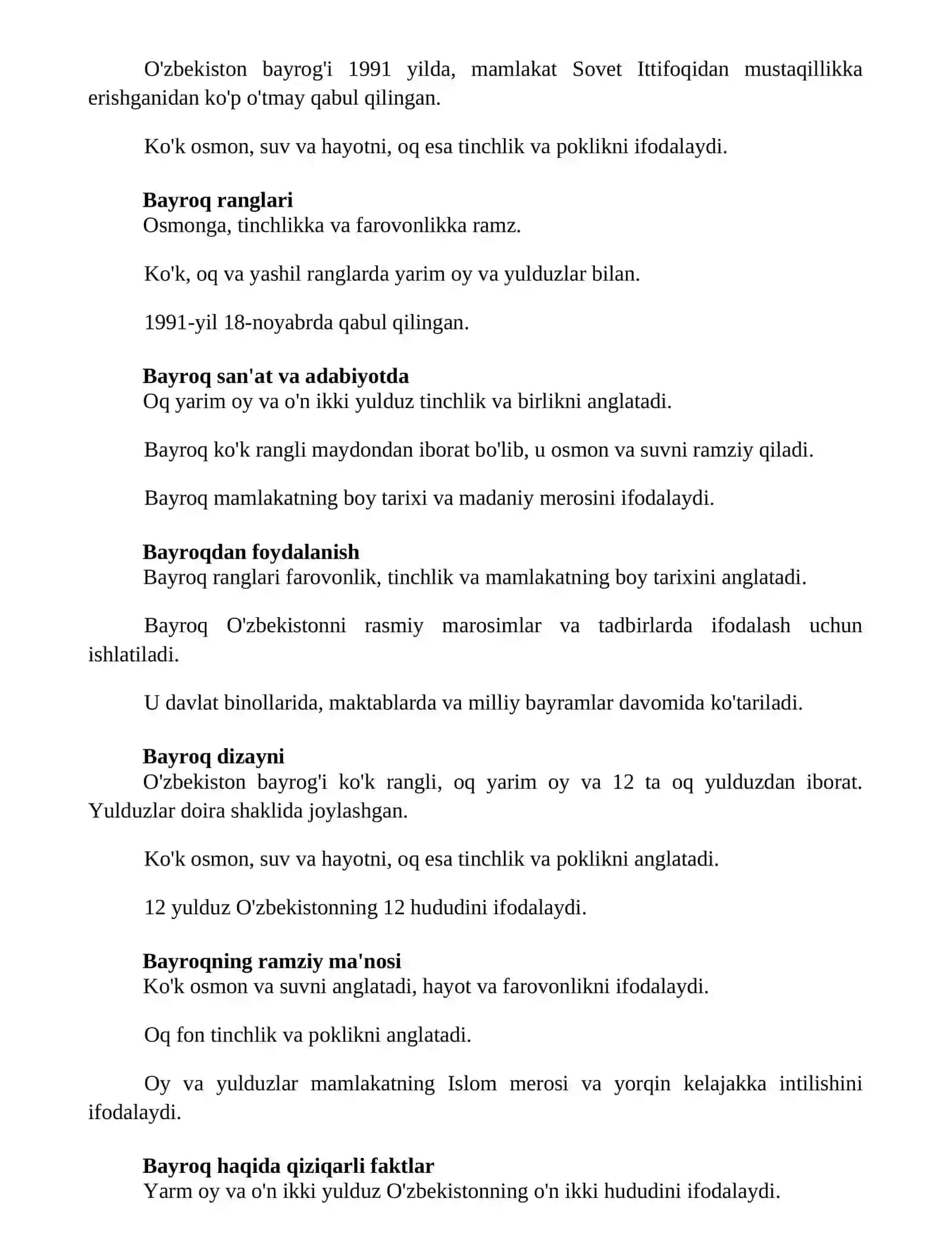 O'zbekiston bayrog'i haqida 2