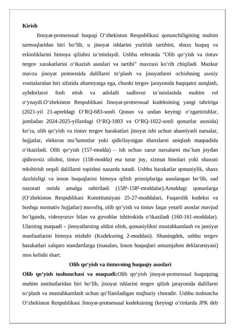 Olib qo‘yish va tintuv tergov harakatlarini o‘tkazish asoslari va tartibi 2