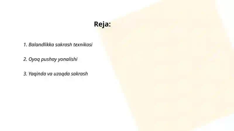 Balandlikka sakrash texnikasi 2