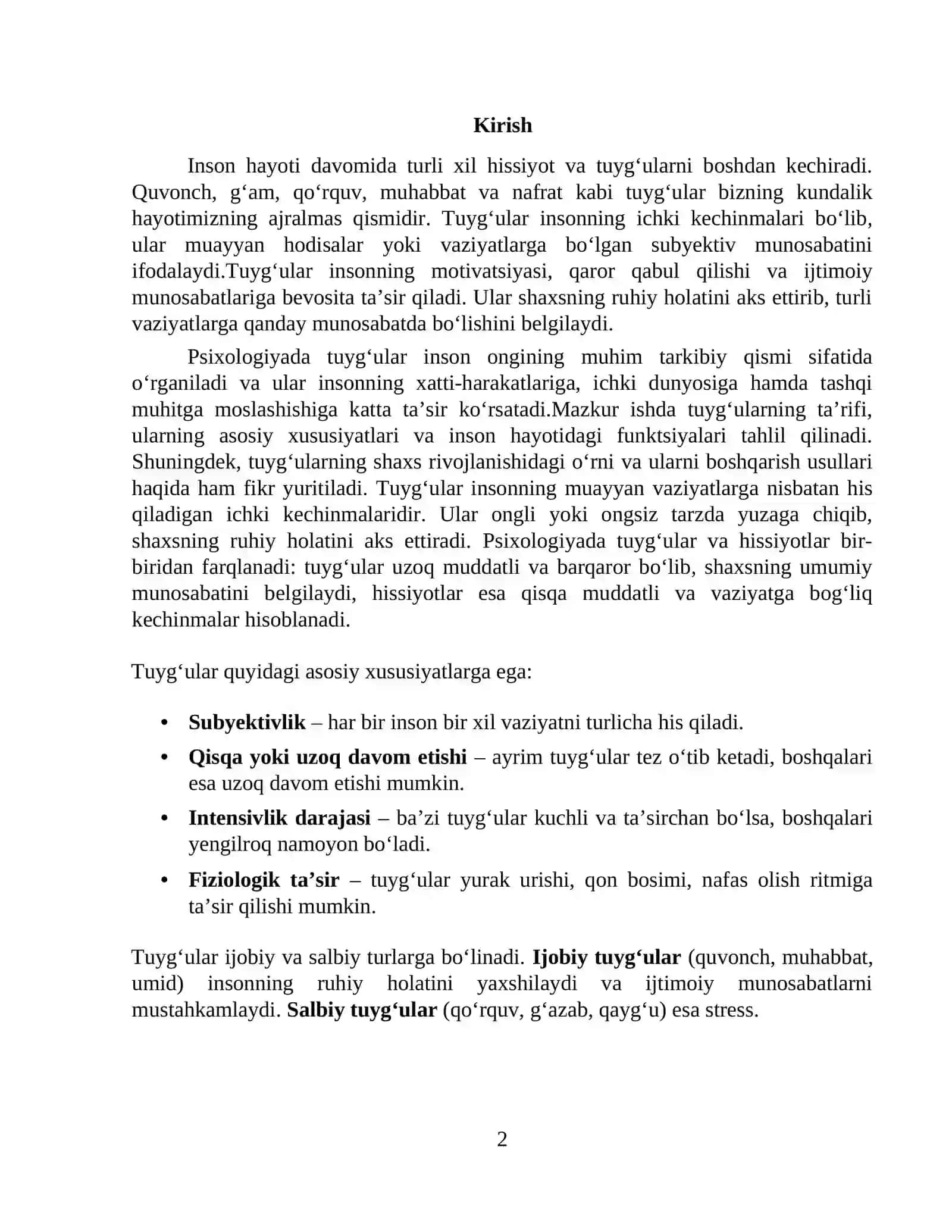 Tuyg’ularning ta’rifi va asosiy funksiyalari 2