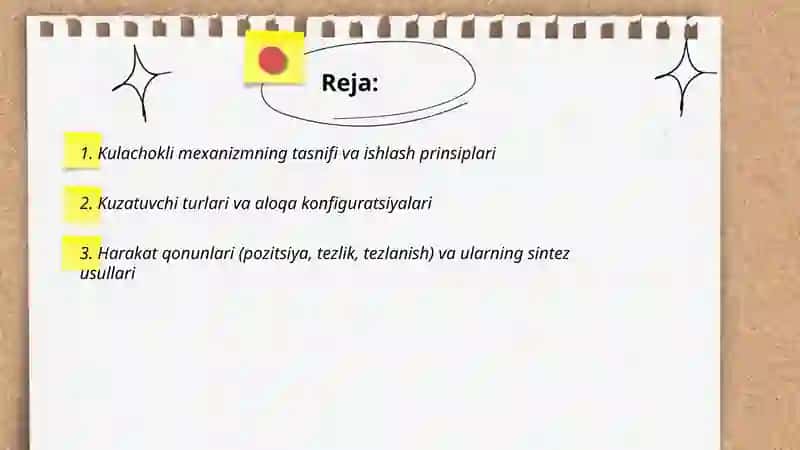 Kulachokli mexanizmni kinematik loyihalash 2