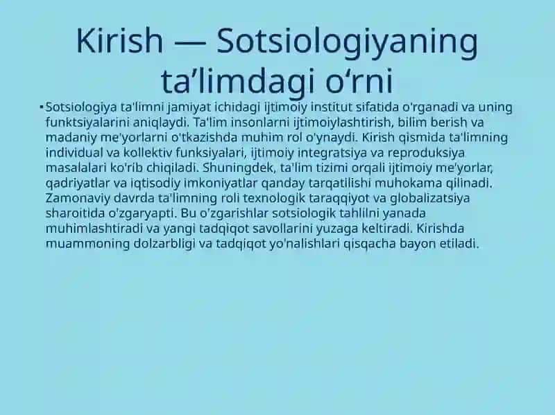Fan va taʼlim sotsiologiyasida yangi muammolarning qo‘yilishi 2
