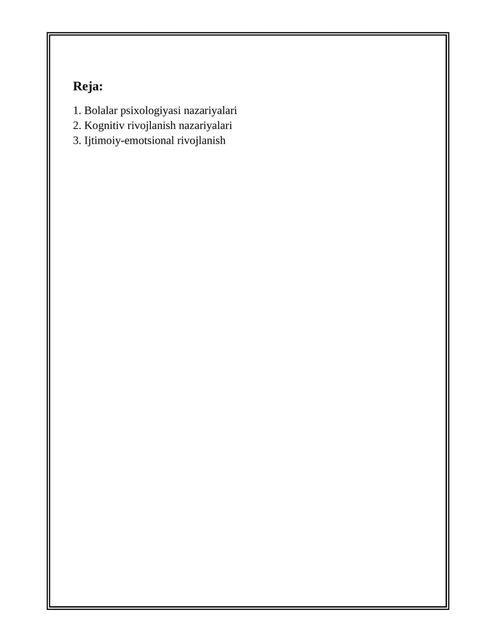 BOLALAR PSIXOLOGIYASI NAZARIYALARI VA AMALIYOT. BOLALAR PSIXOLOGIYASINING ASOSIY VA YORDAMCHI METODLARI 2