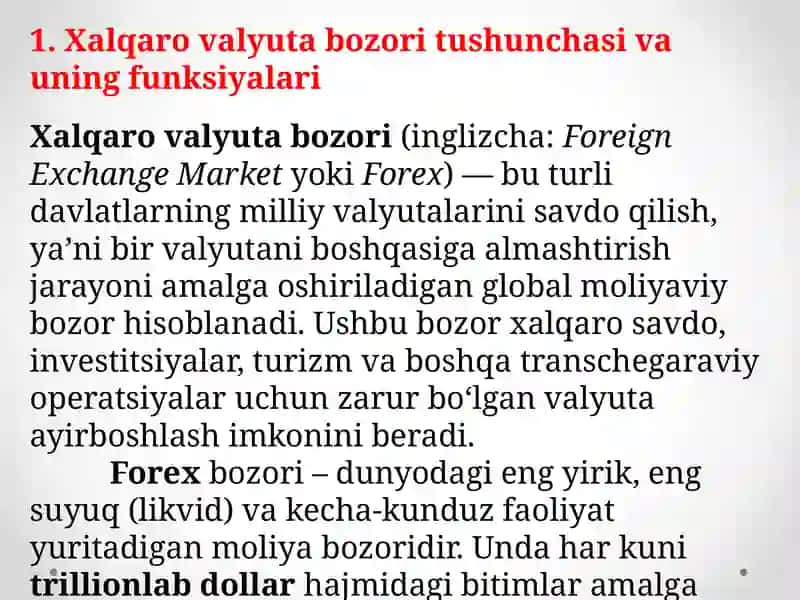 4-mavzu.Xalqaro valyuta va elektron pullar bozori 2