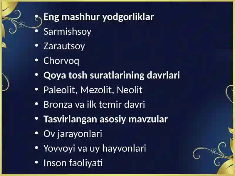 Qoyatoshsuratlarining davrlari 2