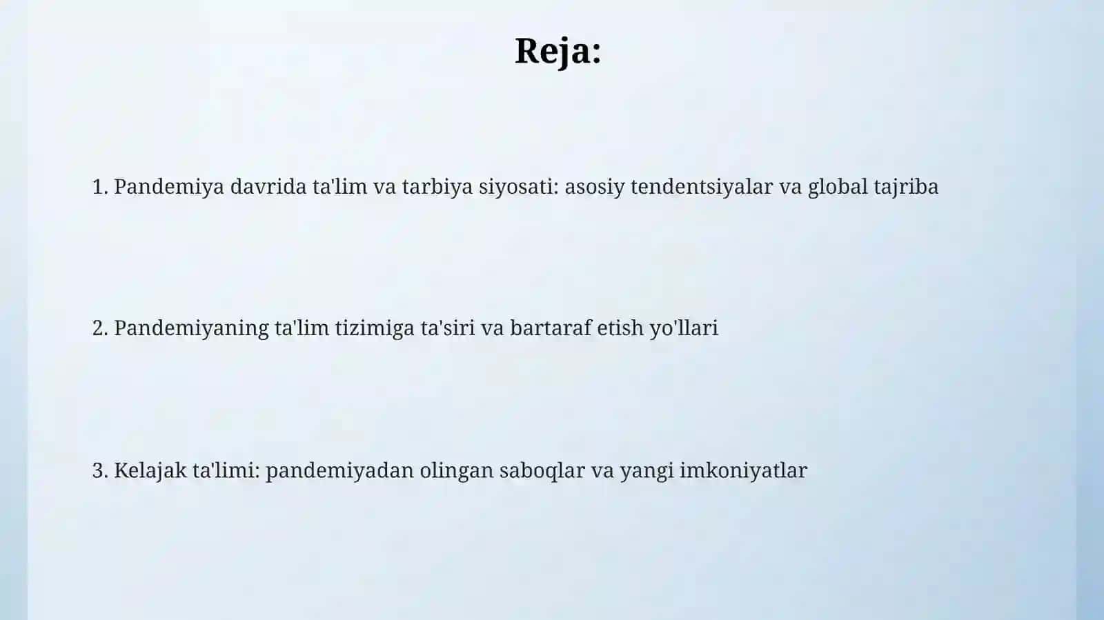 Pandemiya davrda ta'lim va tarbiya siyosati va uning jahon tajribasida tutgan o'rni 2
