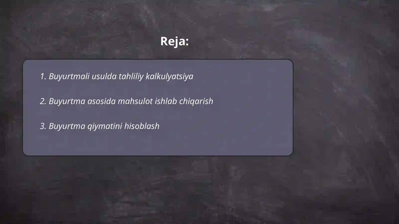 Buyurtmali usulda tahliliy kalkulyatsiya 2