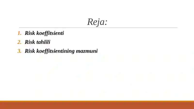 Risk koeffitsienti va uning tahlili 2